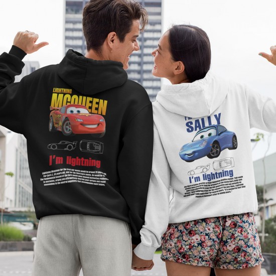 Şimşek Mcqueen ve Sally Çift Kombin Sweatshirtleri Şimşek Mcqueen ve Sally Çift Kombin Sweatshirtleri