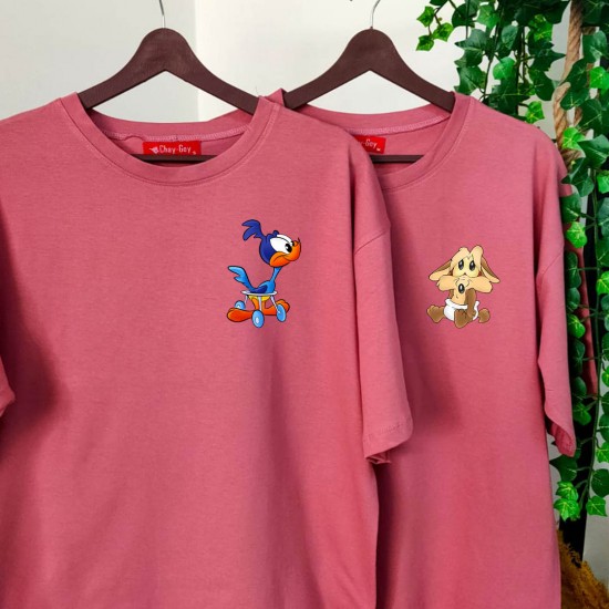 2 Adet Çizgifilm Tasarımlı Tshirt - Oversize 2 Adet Çizgifilm Tasarımlı Tshirt - Oversize