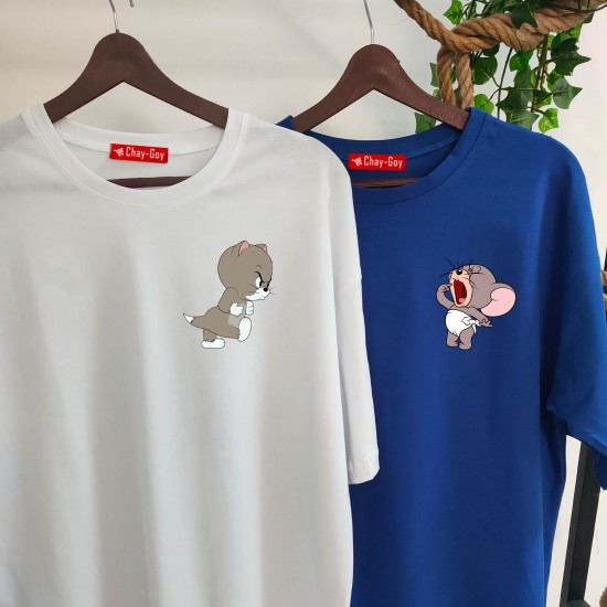 2 Adet Çizgifilm Tasarımlı Tshirt - Oversize 2 Adet Çizgifilm Tasarımlı Tshirt - Oversize