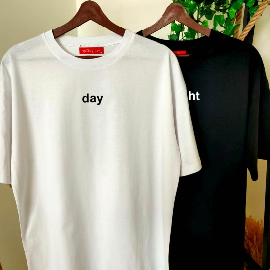 2 Adet Day & Night Baskılı Çift Tişörtleri 2 Adet Day & Night Baskılı Çift Tişörtleri