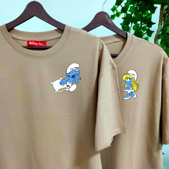 2 Adet Şirinler Tasarımlı Oversize Tshirt 2 Adet Şirinler Tasarımlı Oversize Tshirt