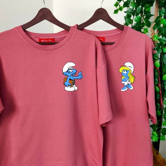 2 Adet Şirinler Tasarımlı Oversize Tshirt 2 Adet Şirinler Tasarımlı Oversize Tshirt