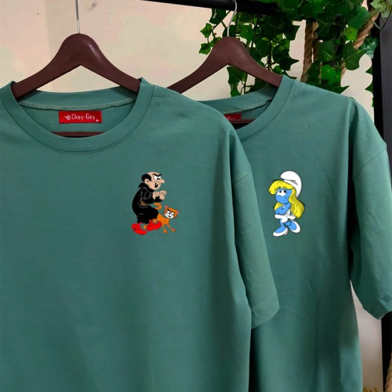 2 Adet Şirinler Tasarımlı Oversize Tshirt 2 Adet Şirinler Tasarımlı Oversize Tshirt