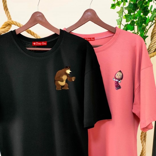 2 Adet Çizgifilm Tasarımlı Tshirt - Oversize 2 Adet Çizgifilm Tasarımlı Tshirt - Oversize