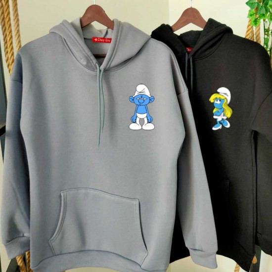 2 Adet ŞİRİNLER İçi Polar Kapşonlu Sweatshirt - Oversize 2 Adet ŞİRİNLER İçi Polar Kapşonlu Sweatshirt - Oversize