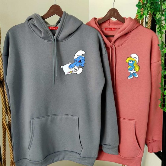 2 Adet ŞİRİNLER İçi Polar Kapşonlu Sweatshirt - Oversize 2 Adet ŞİRİNLER İçi Polar Kapşonlu Sweatshirt - Oversize