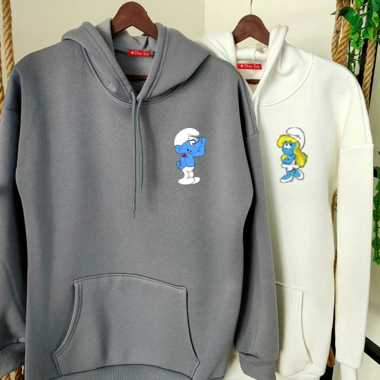 2 Adet ŞİRİNLER İçi Polar Kapşonlu Sweatshirt - Oversize 2 Adet ŞİRİNLER İçi Polar Kapşonlu Sweatshirt - Oversize