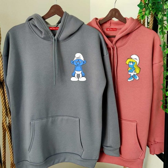2 Adet ŞİRİNLER İçi Polar Kapşonlu Sweatshirt - Oversize 2 Adet ŞİRİNLER İçi Polar Kapşonlu Sweatshirt - Oversize