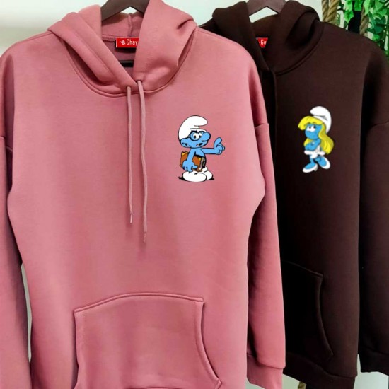2 Adet ŞİRİNLER İçi Polar Kapşonlu Sweatshirt - Oversize 2 Adet ŞİRİNLER İçi Polar Kapşonlu Sweatshirt - Oversize