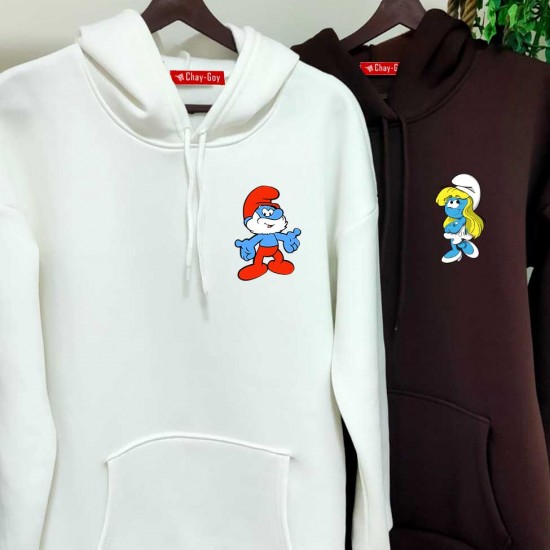 2 Adet ŞİRİNLER İçi Polar Kapşonlu Sweatshirt - Oversize 2 Adet ŞİRİNLER İçi Polar Kapşonlu Sweatshirt - Oversize