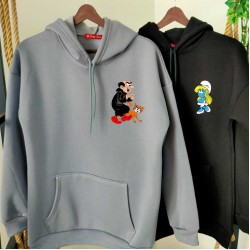 2 Adet ŞİRİNLER İçi Polar Kapşonlu Sweatshirt - Oversize 2 Adet ŞİRİNLER İçi Polar Kapşonlu Sweatshirt - Oversize