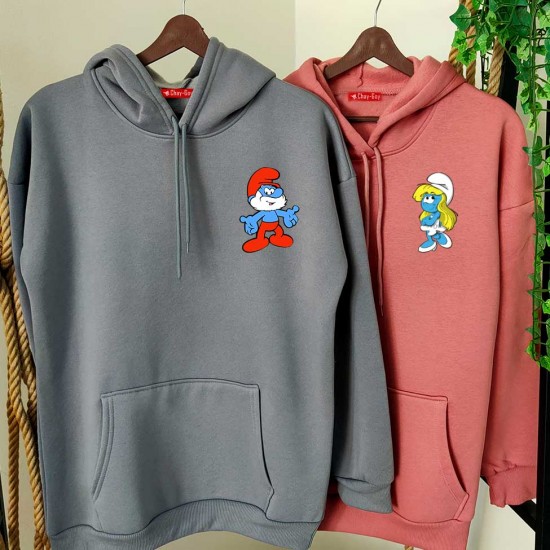 2 Adet ŞİRİNLER İçi Polar Kapşonlu Sweatshirt - Oversize 2 Adet ŞİRİNLER İçi Polar Kapşonlu Sweatshirt - Oversize