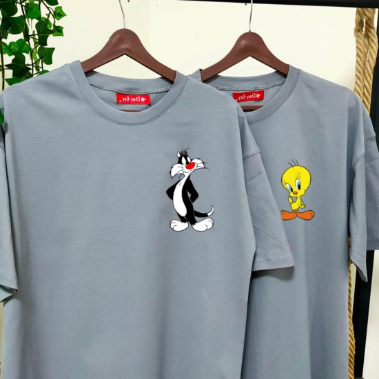 2 Adet Çizgifilm Tasarımlı Tshirt - Oversize 2 Adet Çizgifilm Tasarımlı Tshirt - Oversize
