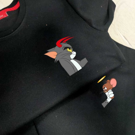2 Adet Çizgifilm Karakterli İçi Polar 0 Yaka Sweatshirt 2 Adet Çizgifilm Karakterli İçi Polar 0 Yaka Sweatshirt