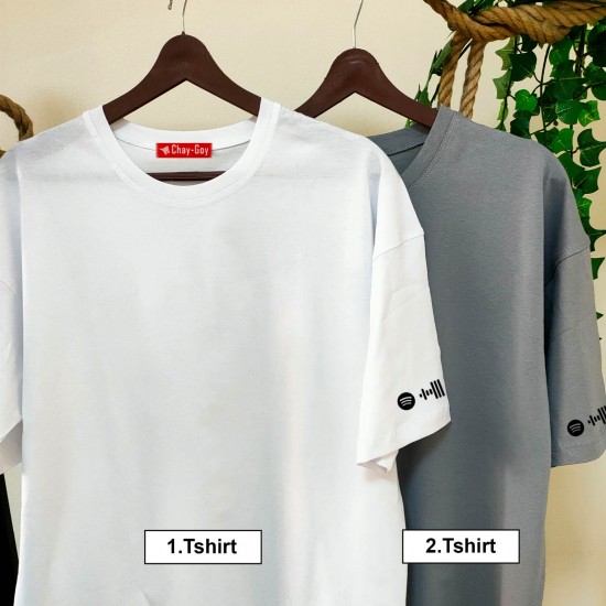 2 Adet Spotify Kodlu Kol Baskılı Oversize Tshirt 2 Adet Spotify Kodlu Kol Baskılı Oversize Tshirt