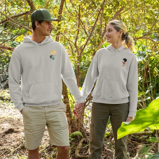 2 Adet Çizgifilm Tasarımlı  Kapşonlu Sweatshirt Hoodie
