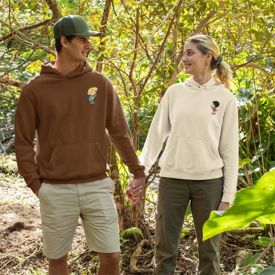2 Adet Çizgifilm Tasarımlı  Kapşonlu Sweatshirt Hoodie